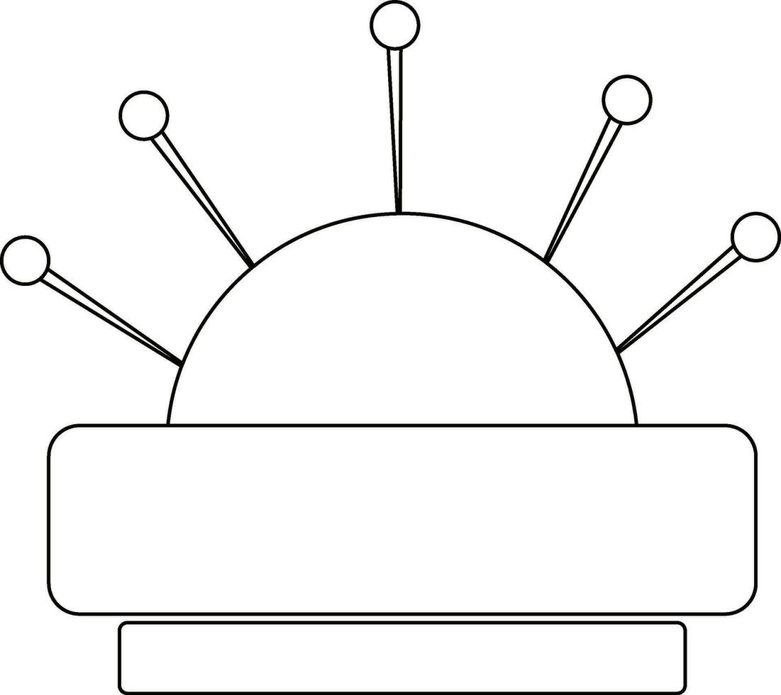 Line art illustration of pincushion with pins. vector