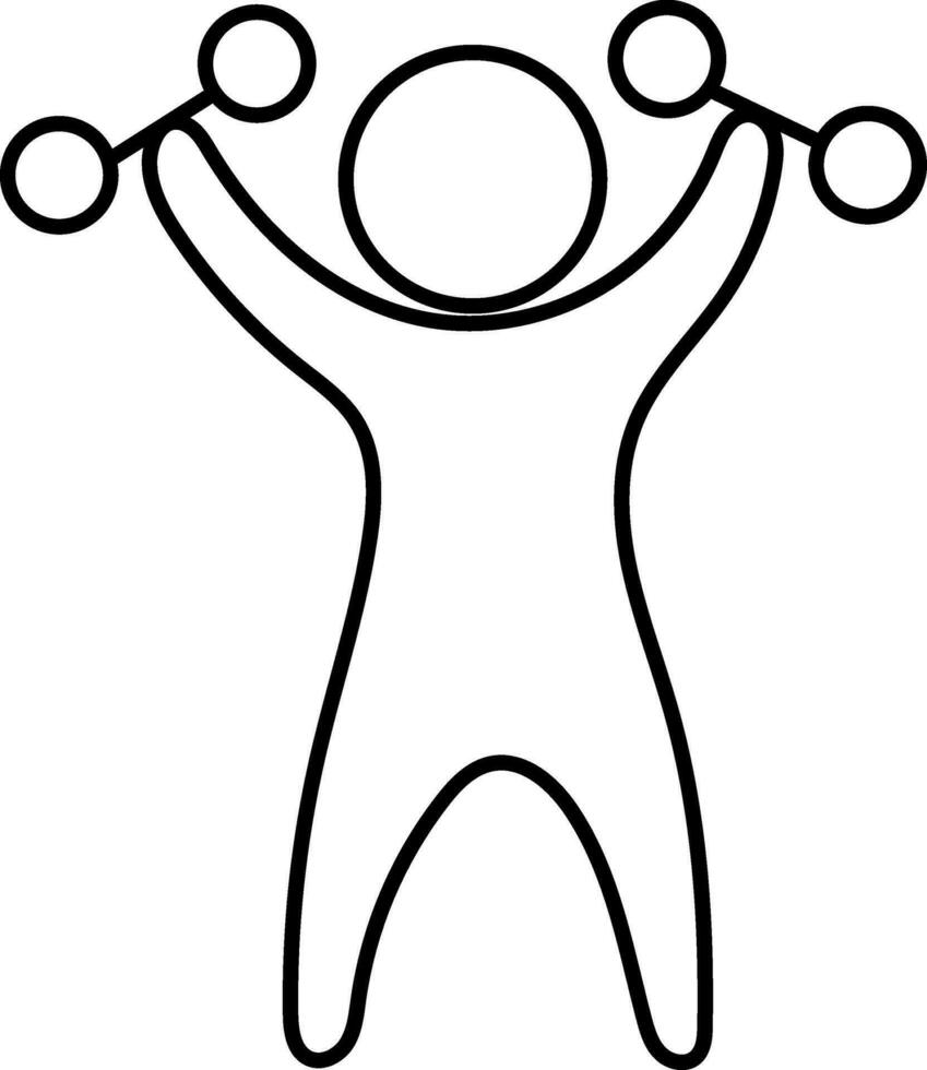 Man holding dumbbell. vector