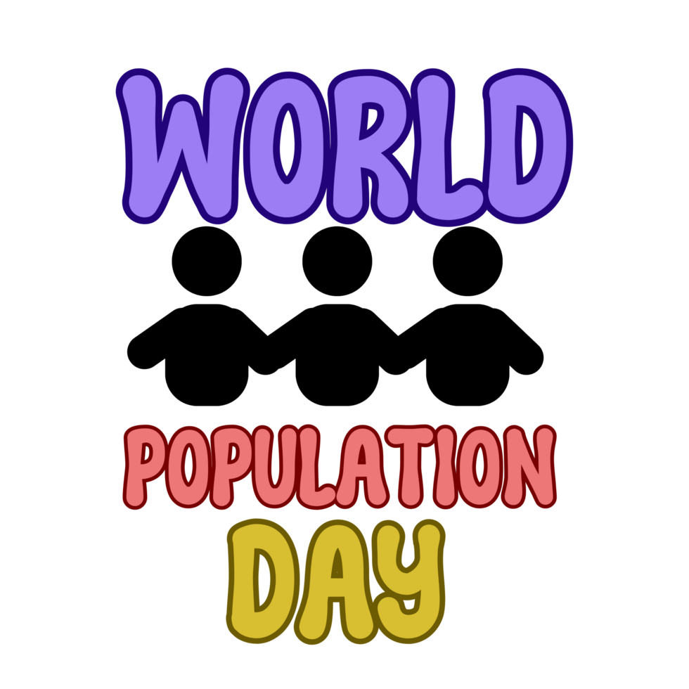 World Population Day  text, World Population Day calligraphy, Population Day lettering inscription clipart on transparent background, population digital art, population  clipart, population icon png