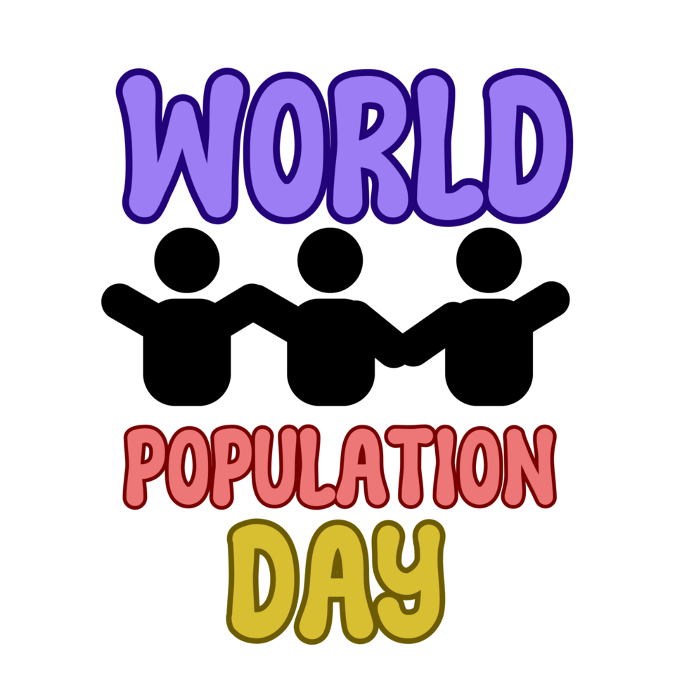 World Population Day  text, World Population Day calligraphy, Population Day lettering inscription clipart on transparent background, population digital art, population  clipart, population icon png