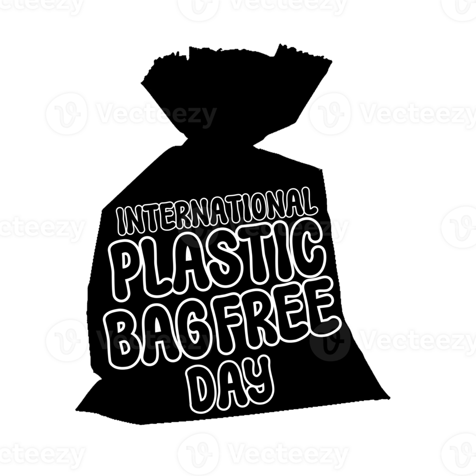 Internationale plastic zak vrij dag tekst typografie clip art Aan transparant achtergrond, plastic zak vrij dag kalligrafie, belettering inscriptie, Nee plastic gebruiken, plastic zak clip art png