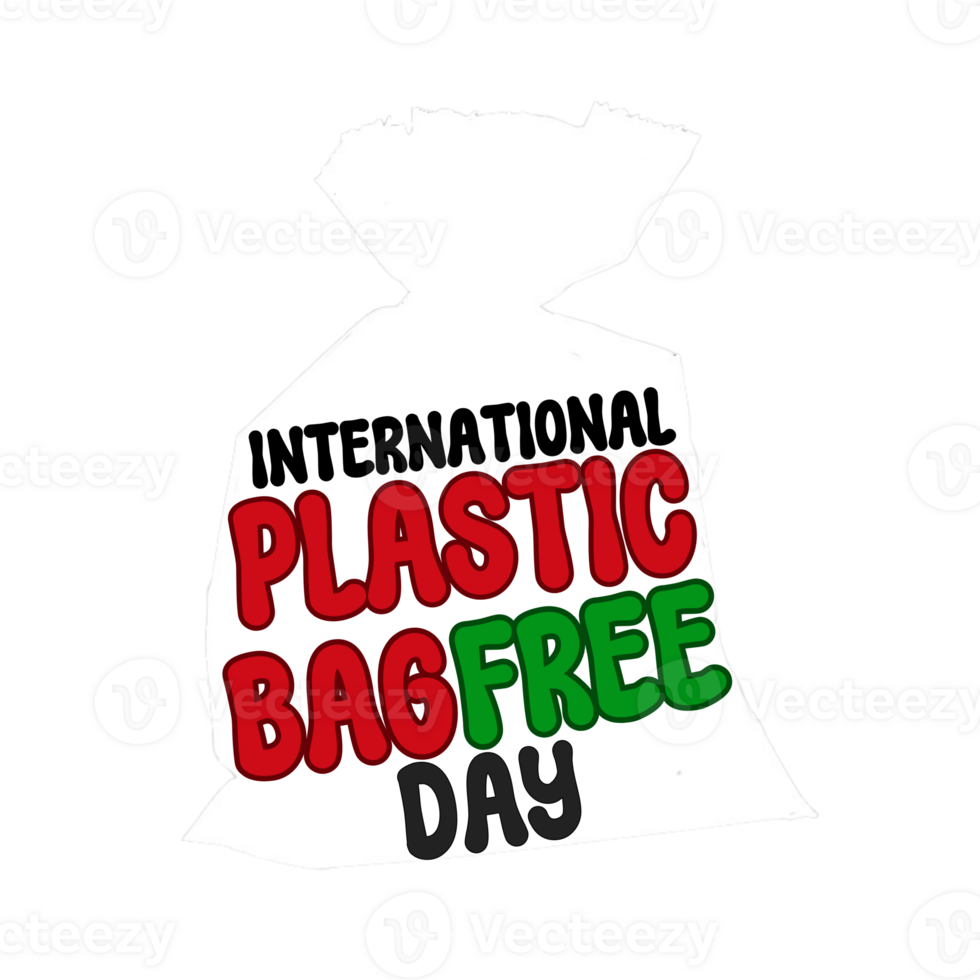 International Plastic Bag Free Day Text typography clipart on transparent background, Plastic Bag Free day Calligraphy, Lettering inscription, No plastic use, plastic bag clipart png