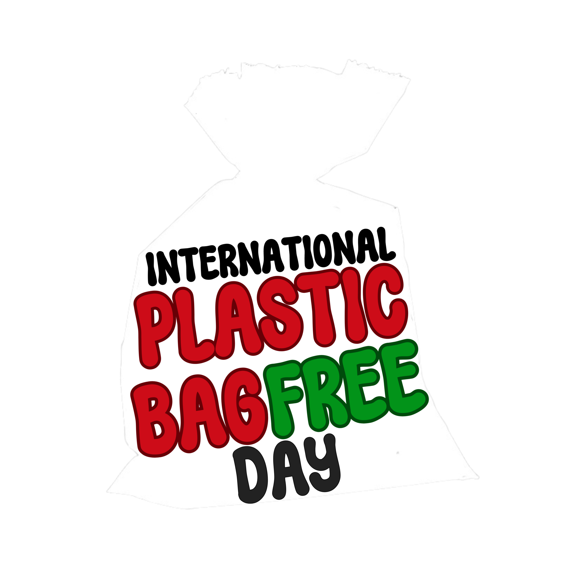 International Plastic Bag Free Day Text typography clipart on ...