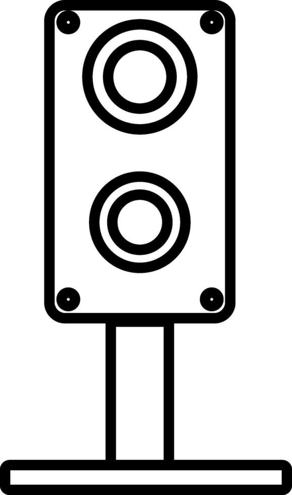 Black line art sound speaker. vector