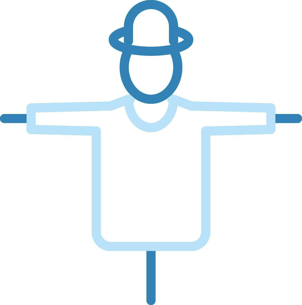 Scarecrow Icon or Symbol in Blue Line Art. vector