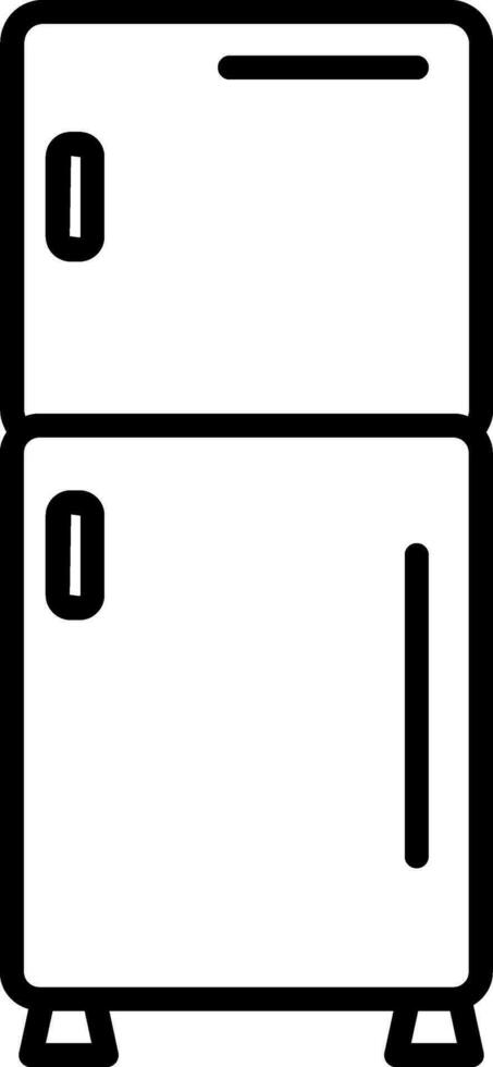 Refrigerator Icon In Black Thin Line Art. vector