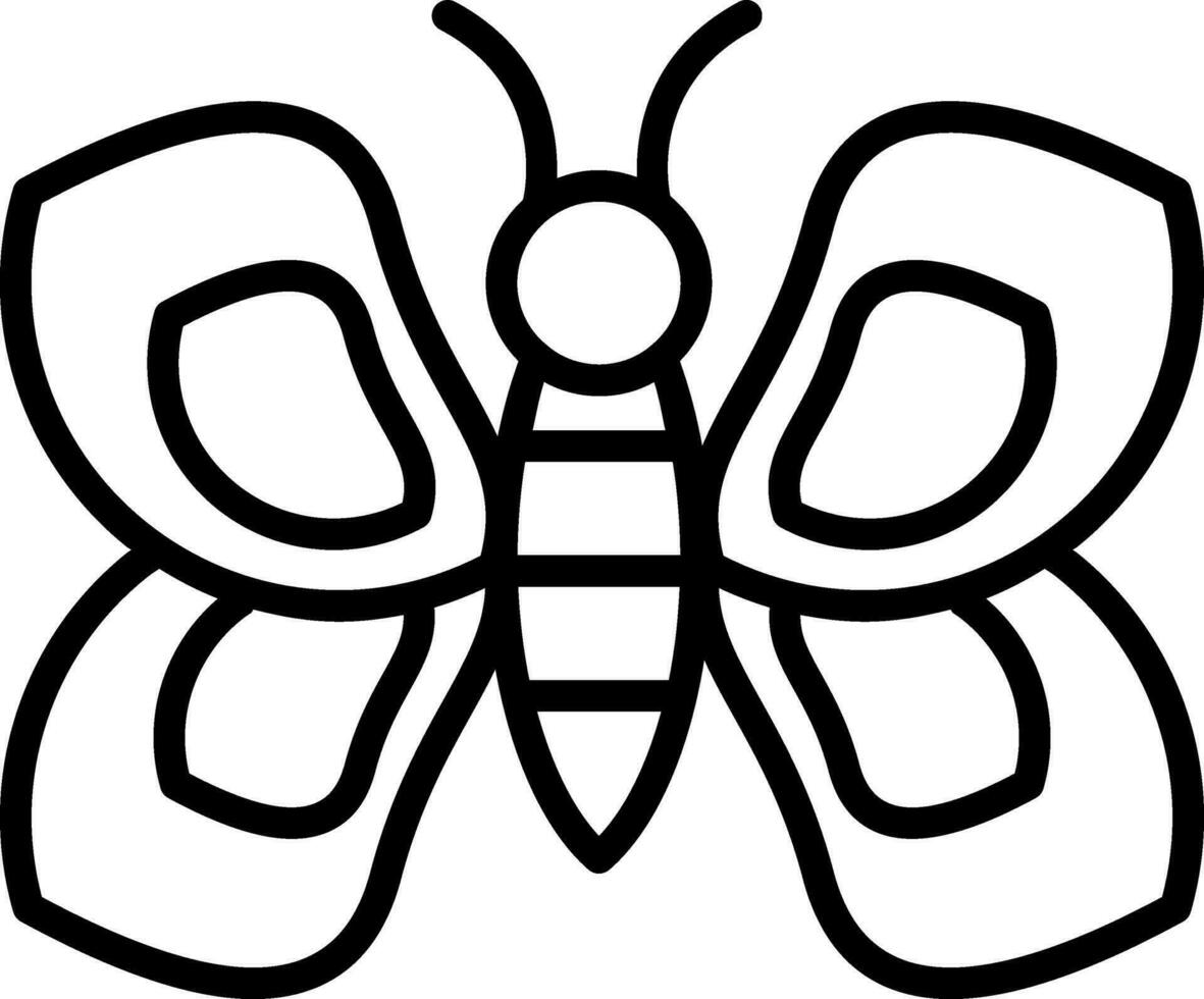 Delgado línea Arte mariposa icono en plano estilo. vector
