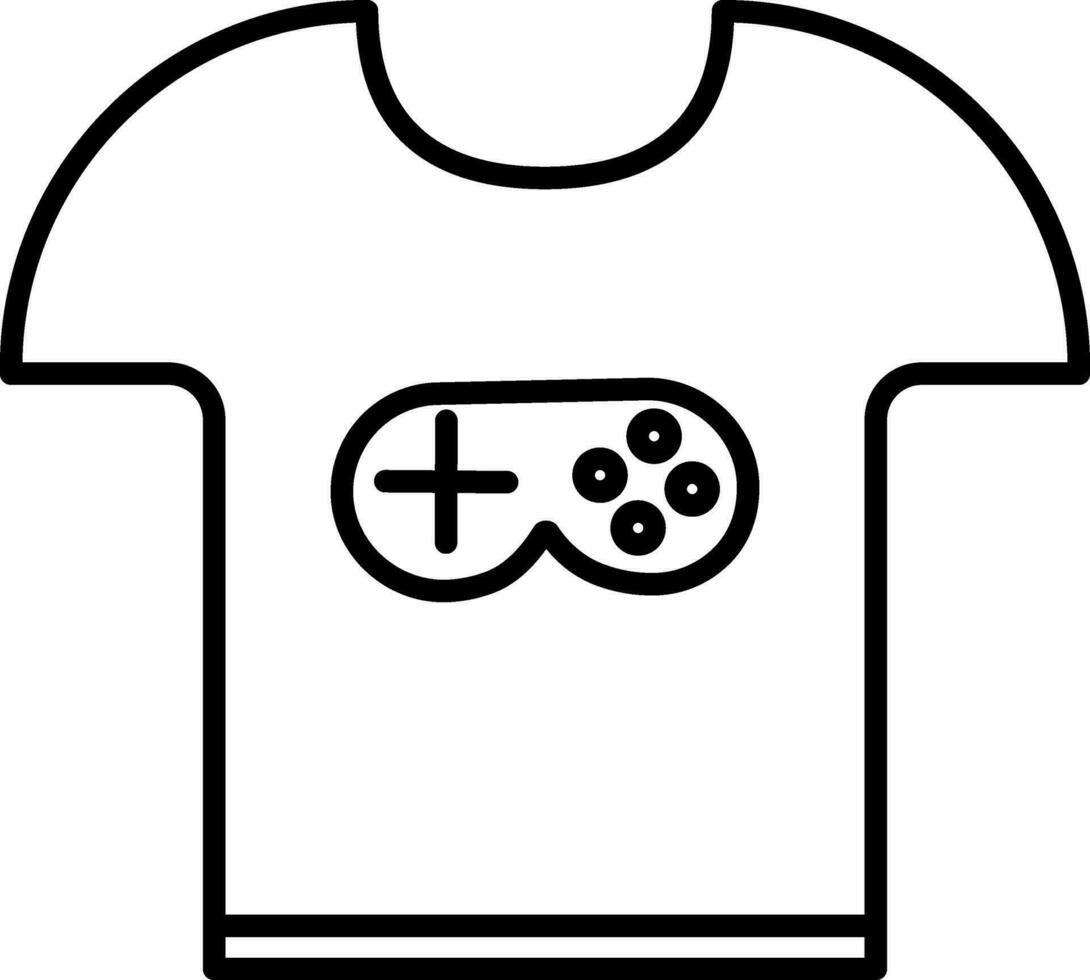 Video Game Player Shirt icon in Black Outline. vector