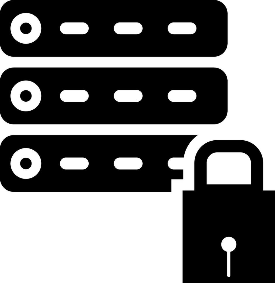 Cyber security or server lock icon in Black and White color. vector