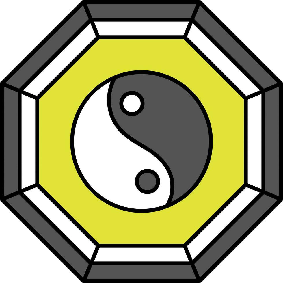 amarillo y gris ilustración de Bagua espejo plano icono. vector