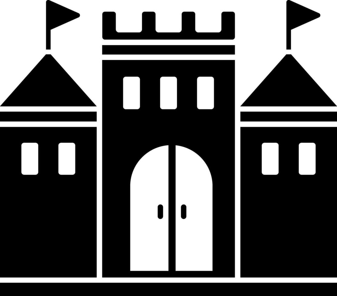 Black and White castle icon in flat style. vector