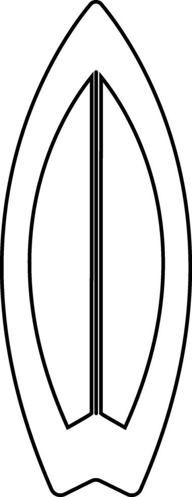 Black line art surfboard in flat style. vector