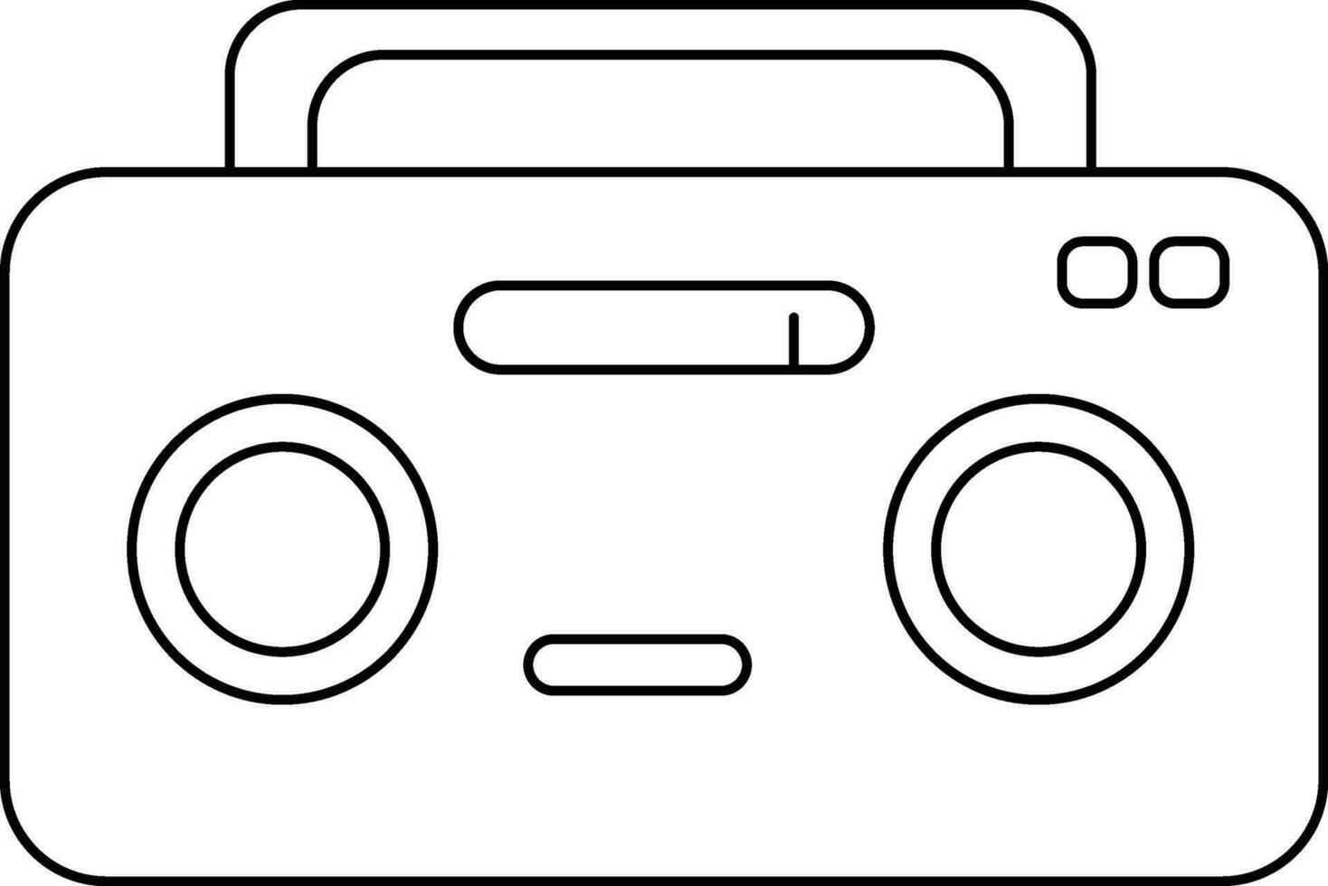 Black line art radio in flat style. vector