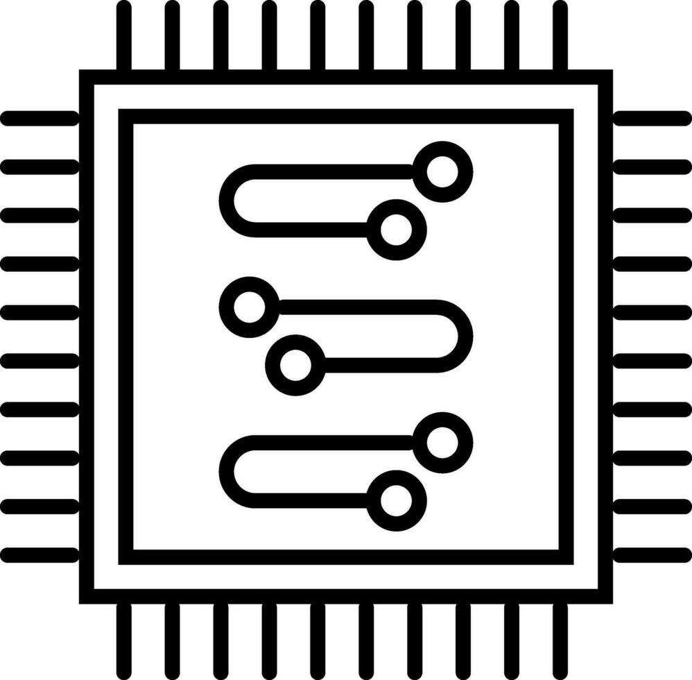 Black line art illustration of a chip. vector