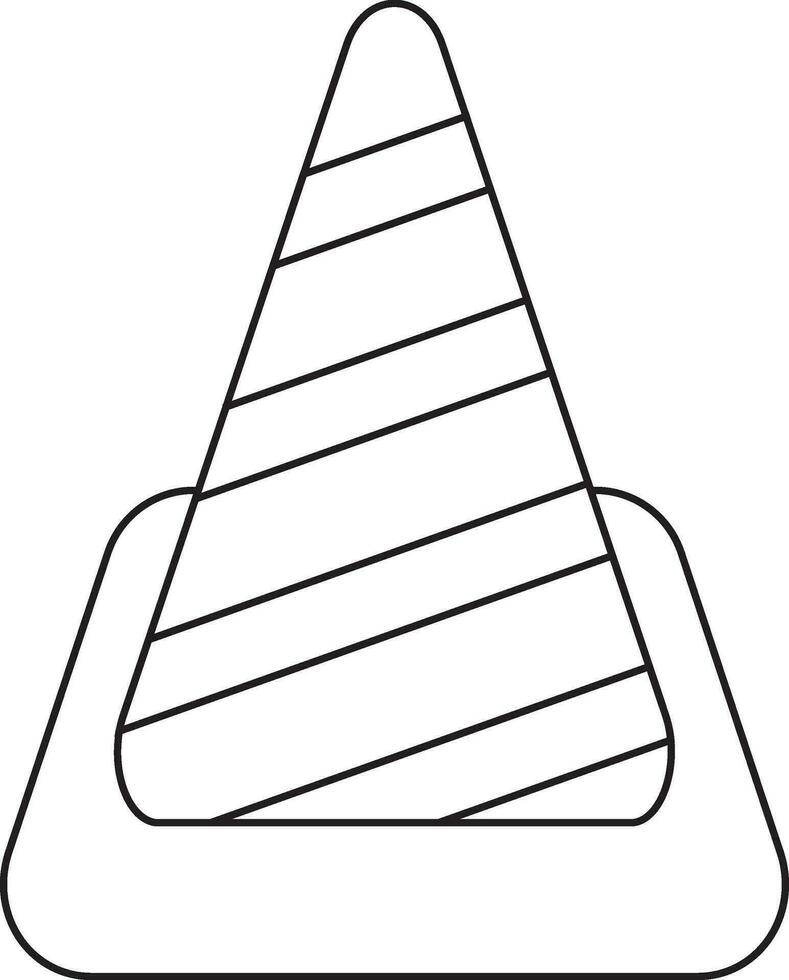 Traffic cone in black line art. vector