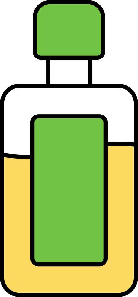 Isolated Attar Bottle Flat Icon In Green And Yellow Color. vector