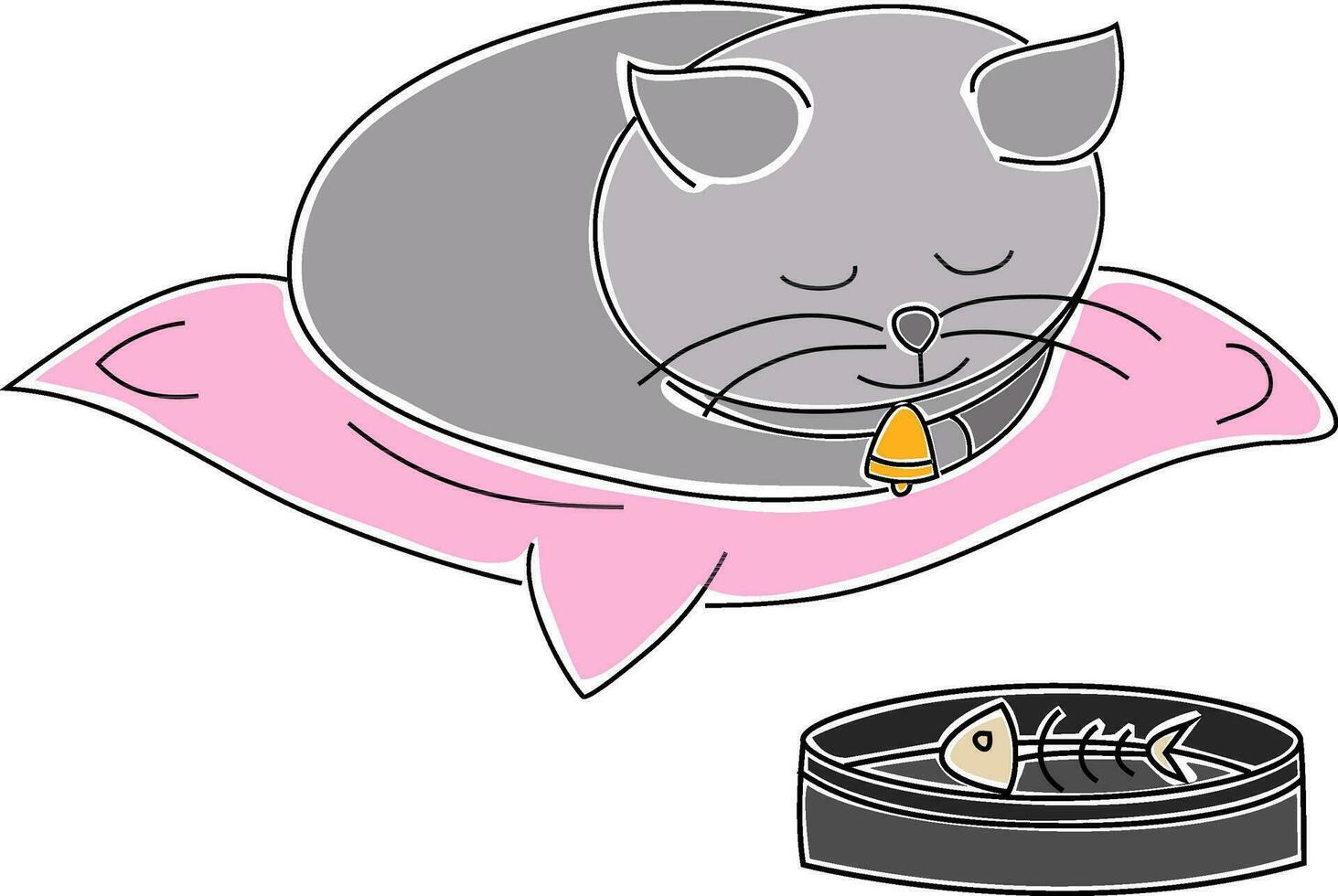 Illustration of a sleeping cat. vector