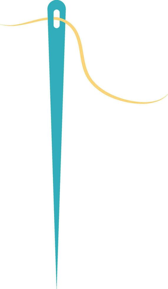 Vector of blue needle with yellow thread.