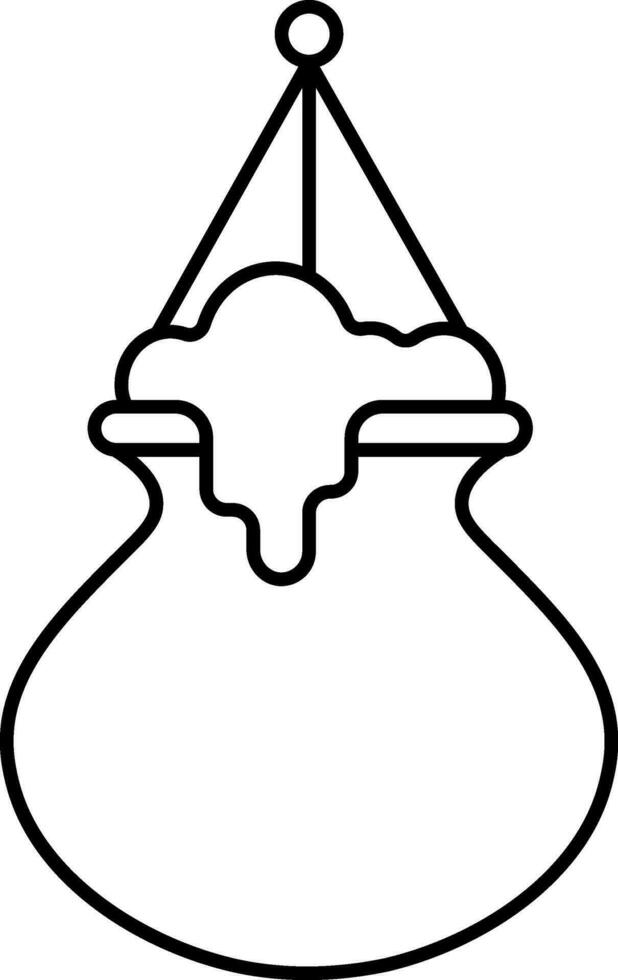 Isolated Dahi Handi Hang Black Outline Icon. vector