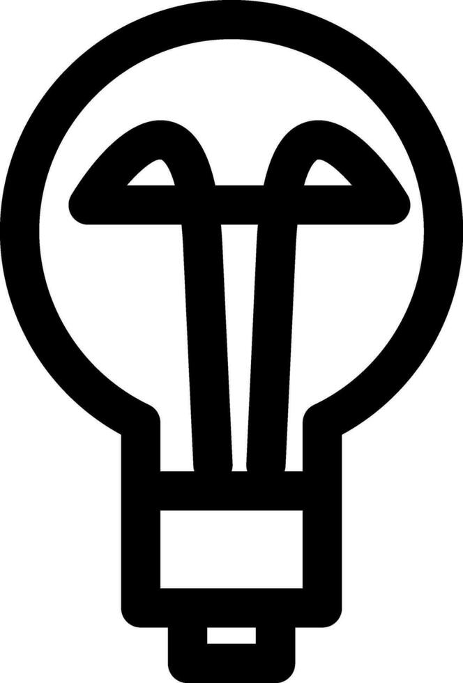 Isolated Light bulb icon in black outline. vector