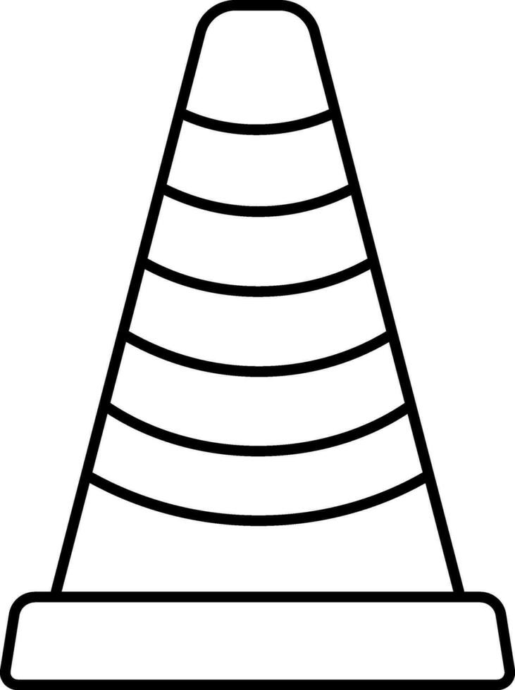 Flat style Construction cone icon in black outline. vector