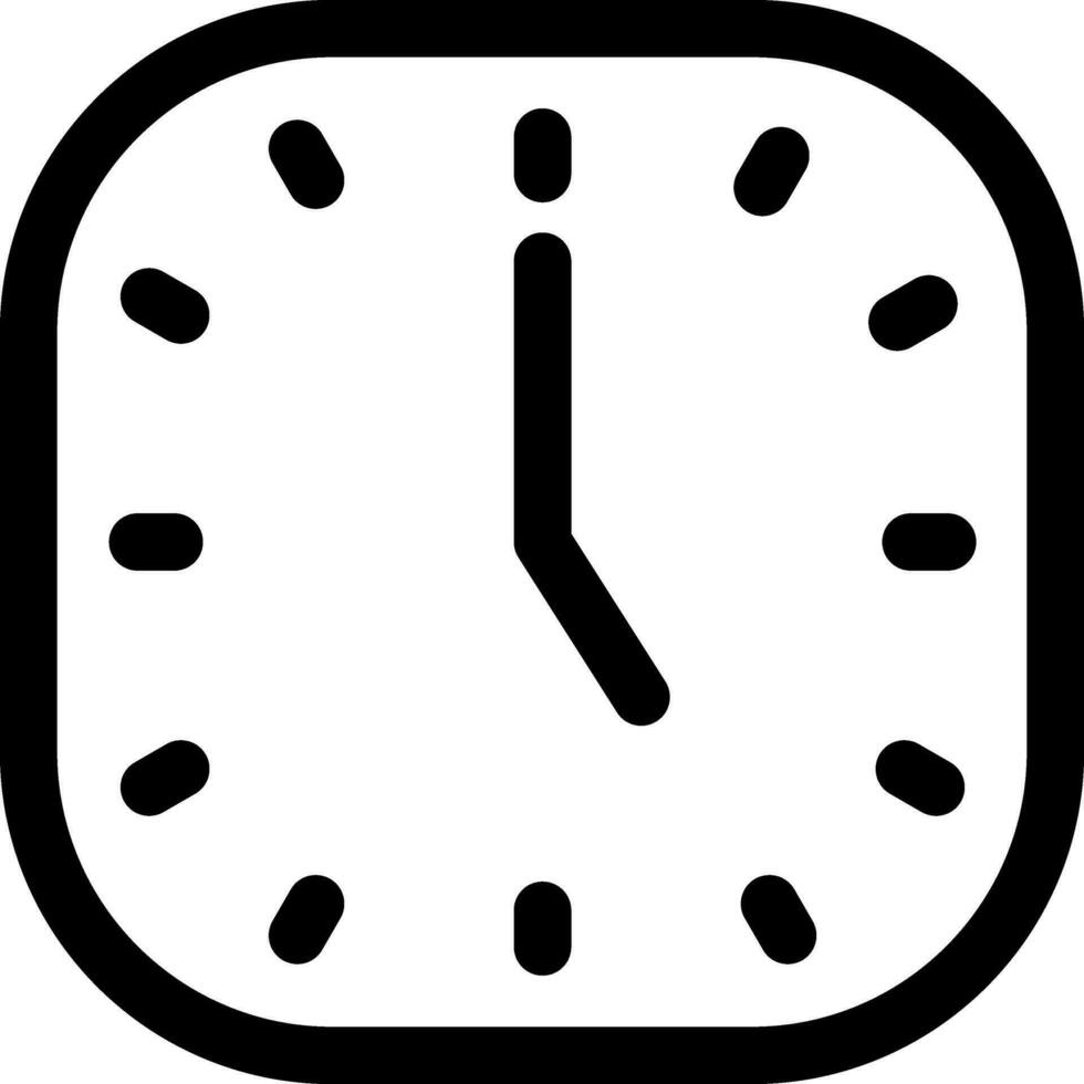 Thin line art Clock icon on white background. vector