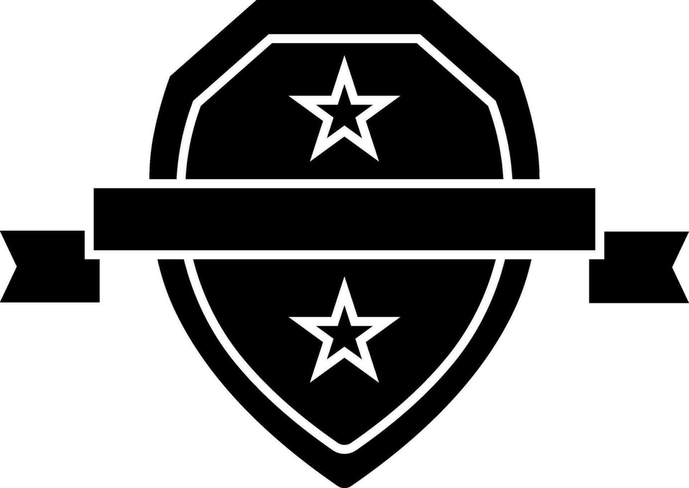 black and white illustration of ribbon with star shield icon. vector