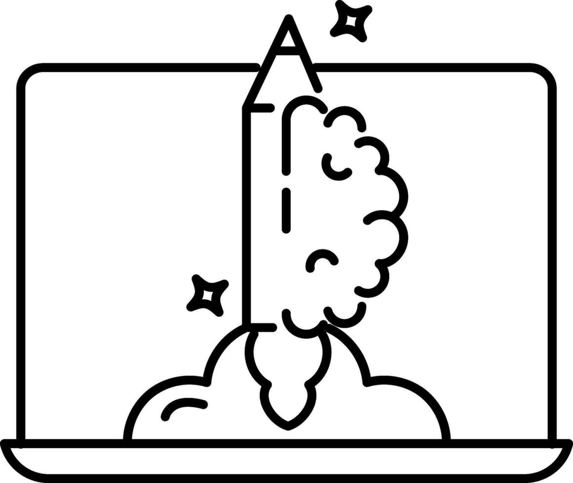 Creative Idea Launch In Laptop Icon. vector