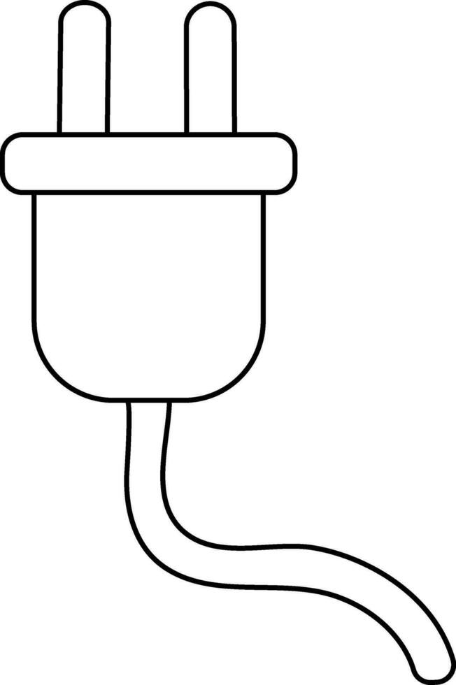 Flat style electric plug in black line art illustration. vector