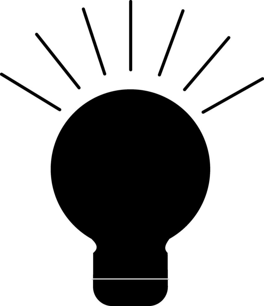 Black electric bulb with rays. vector