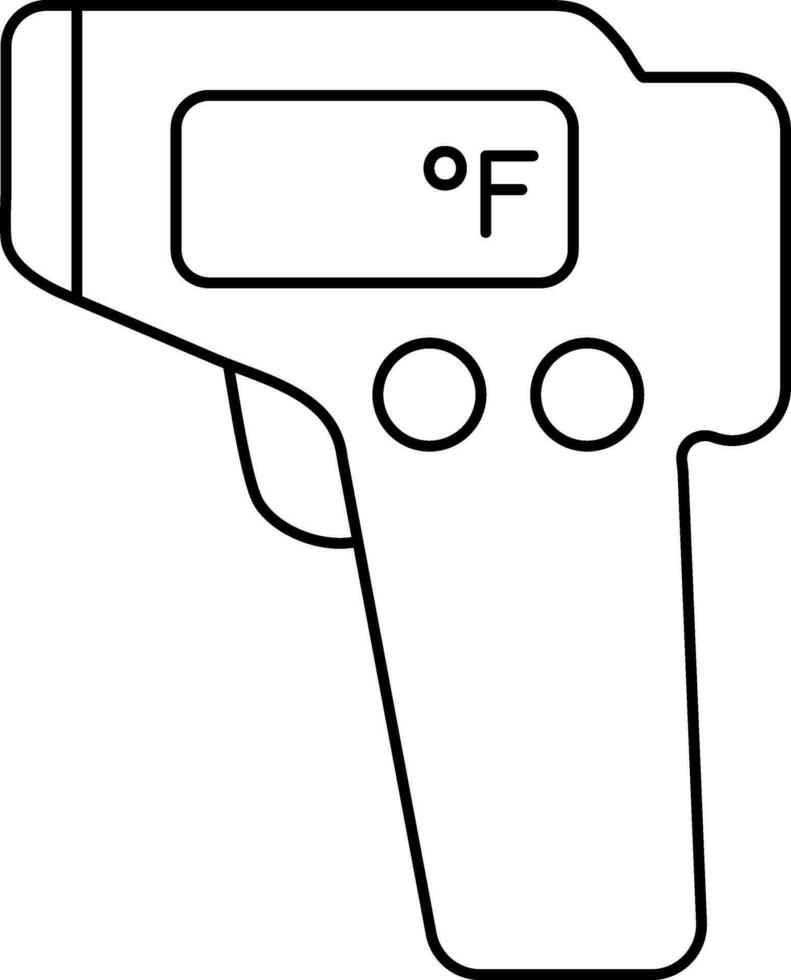 Infrared Thermometer Icon in Black Line Art. vector