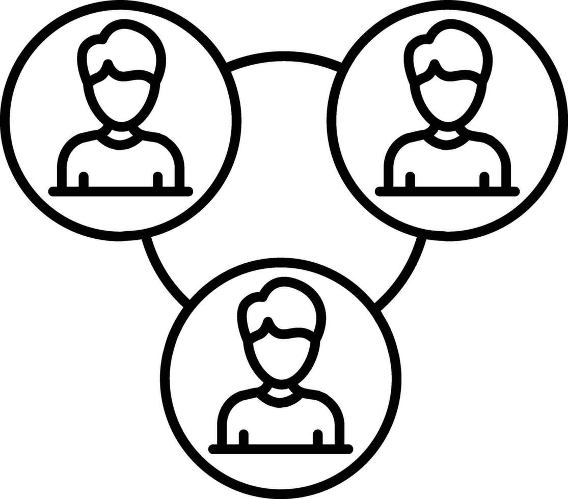 Black outline User connection icon in flat style. vector