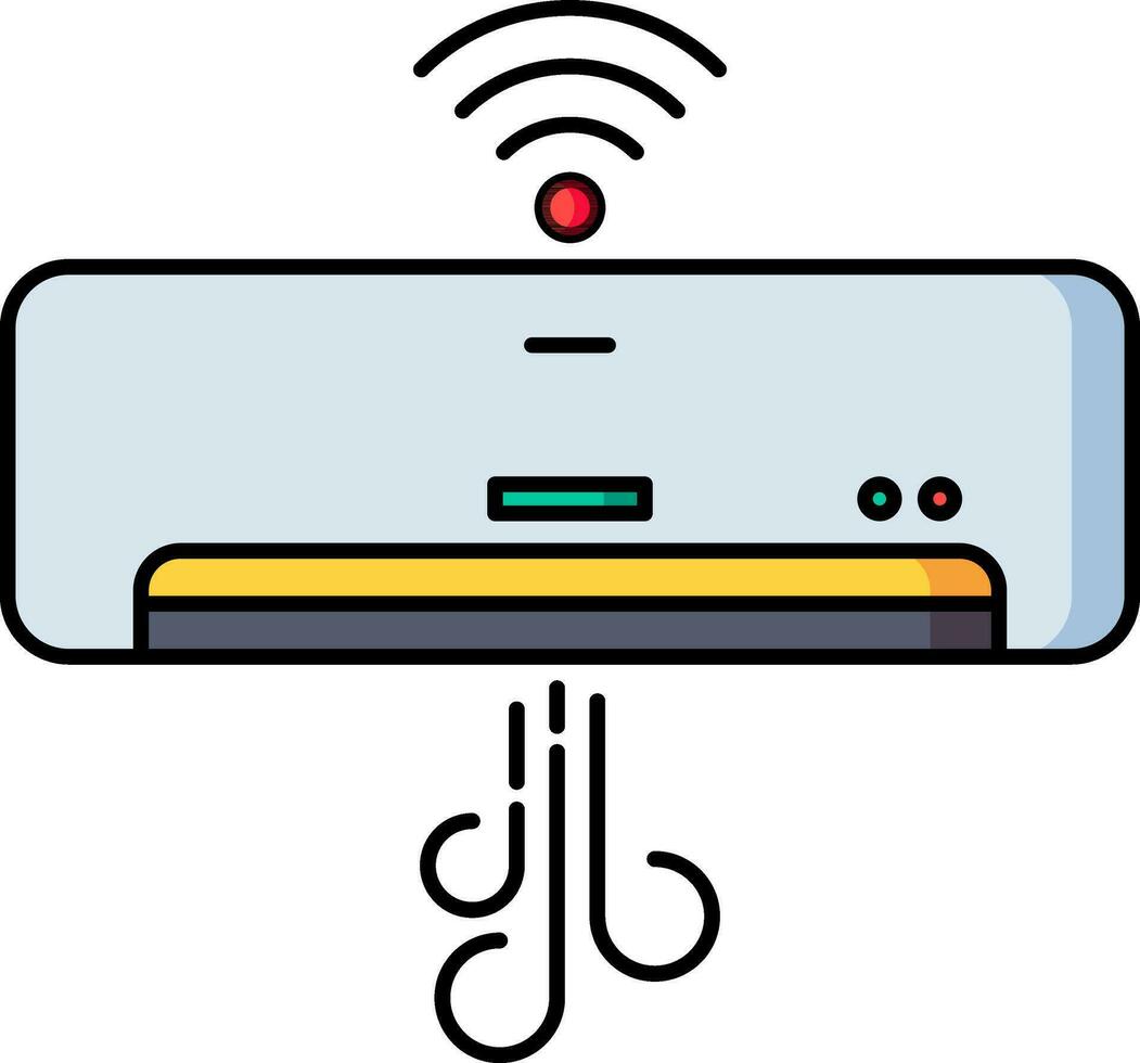 Wifi Connected Air Conditioner icon in flat style. vector