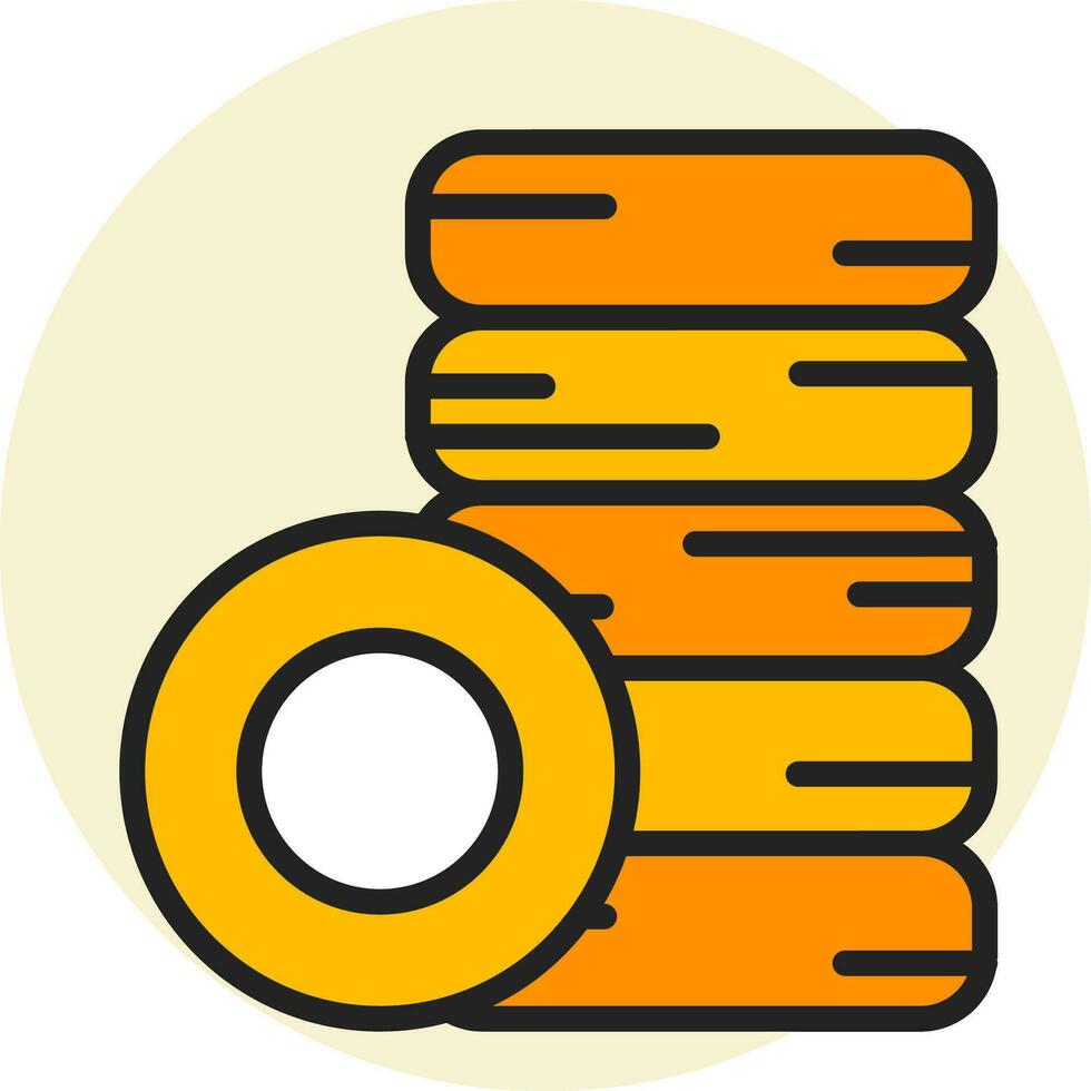 Stack money coins icon in yellow color. vector