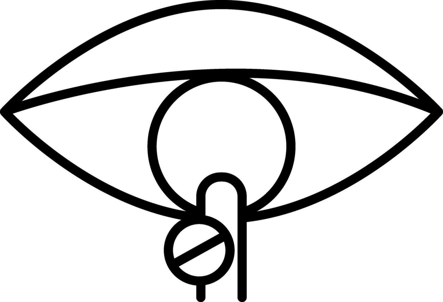 No Touch Eye Icon in Black Line Art. vector