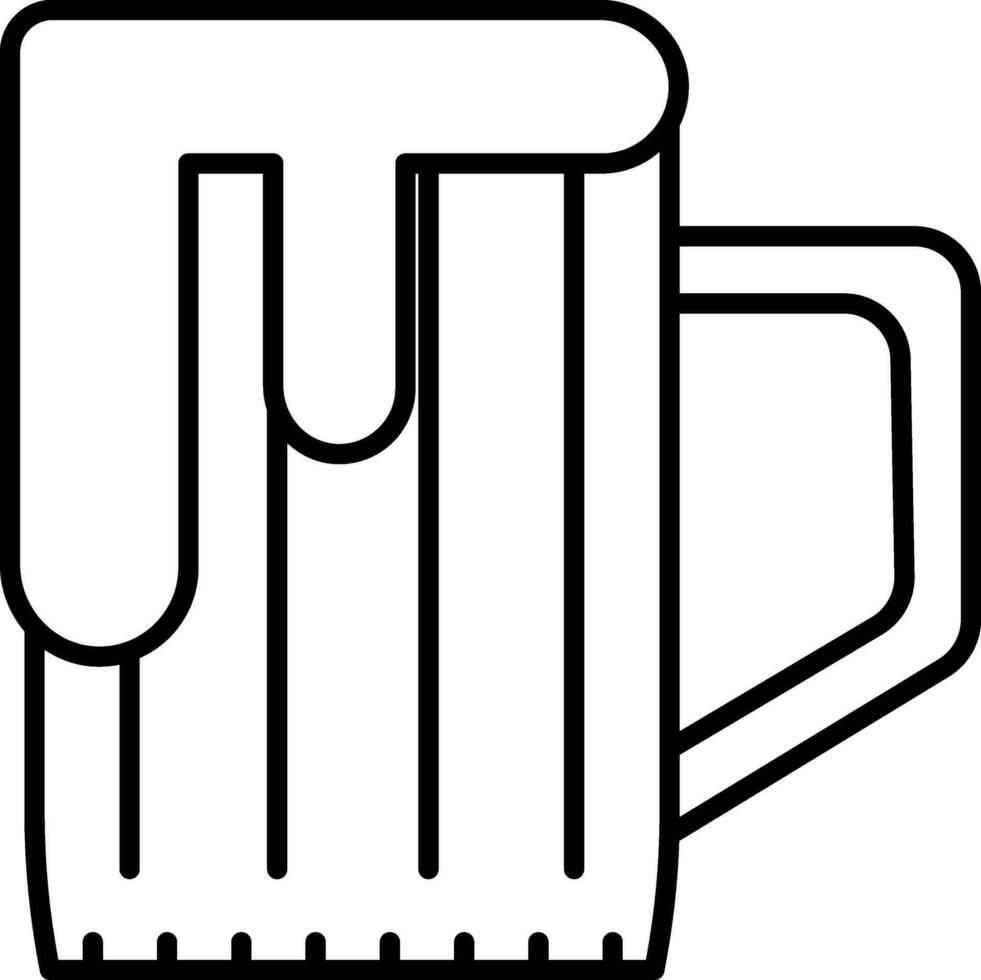 Beer glass icon in thin line art. vector