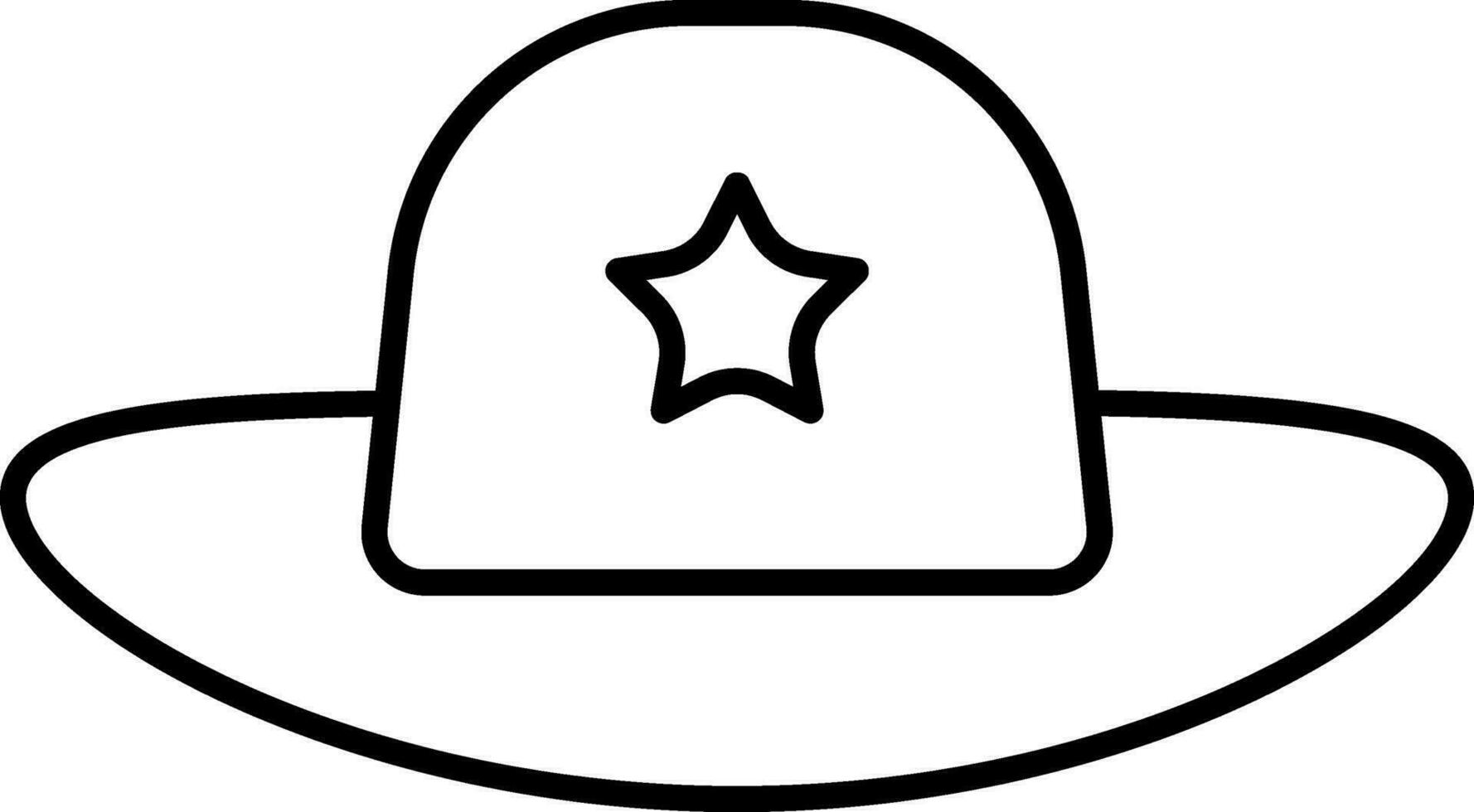 Illustration of Star on Fedora Hat Icon in Black Outline. vector