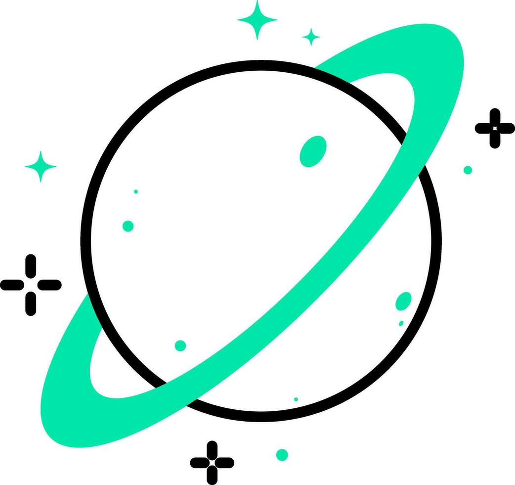 plano estilo Urano planeta icono o símbolo. vector