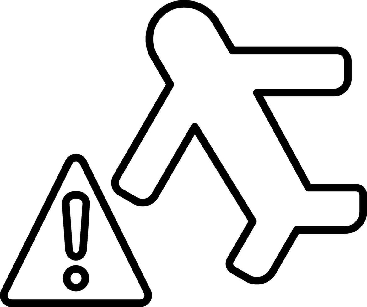 Line art Warning airplane icon in flat style. vector