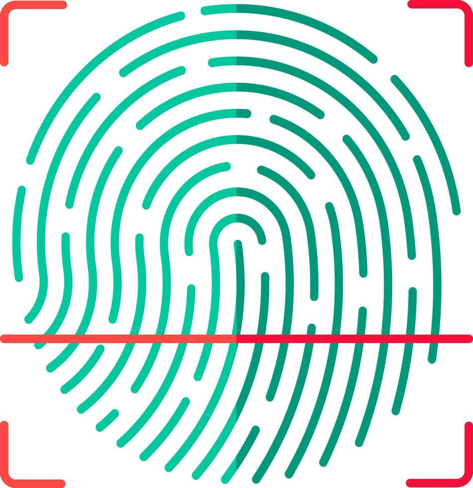 Fingerprint scan icon in green and red color. vector