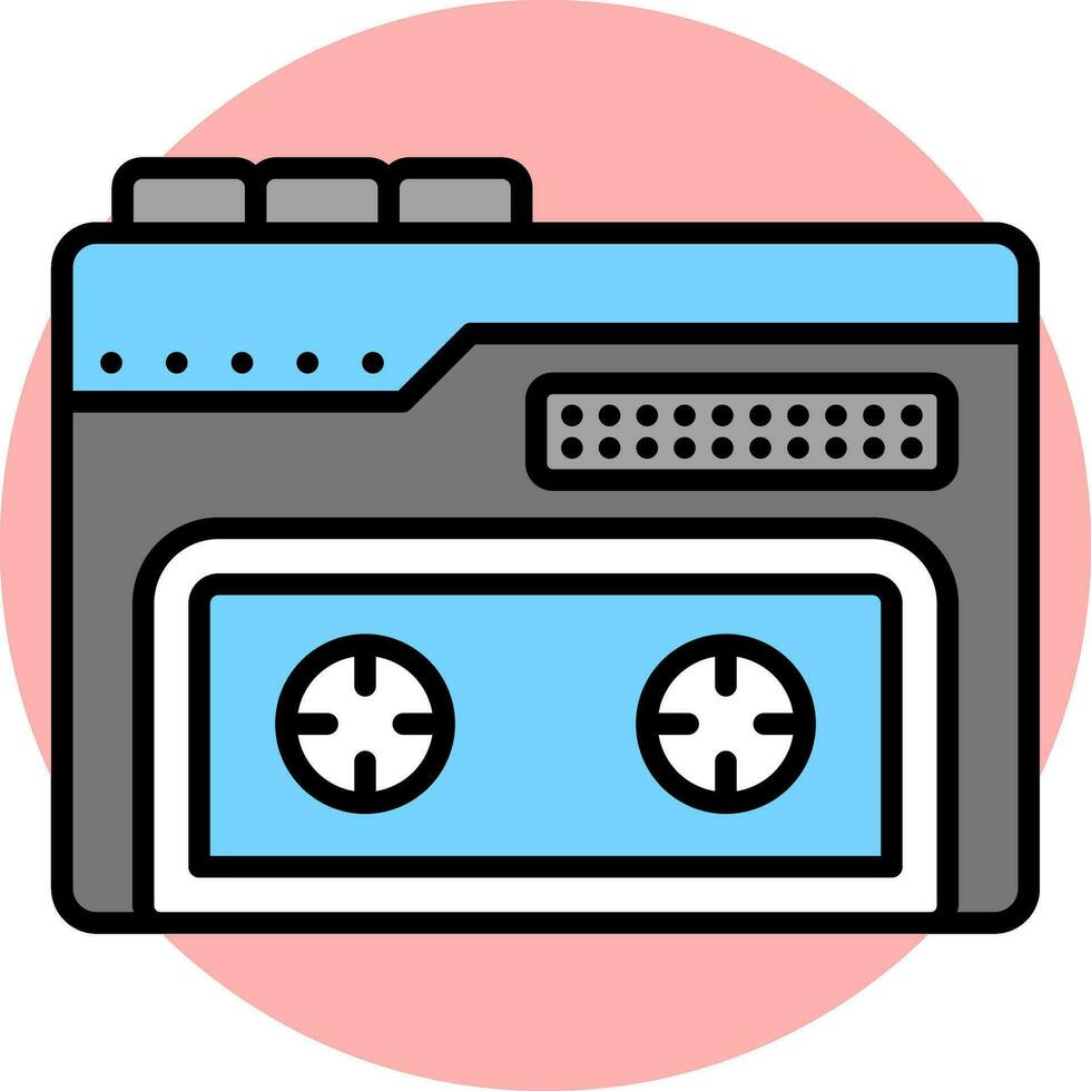 Tape recorder icon in blue and gray color. vector