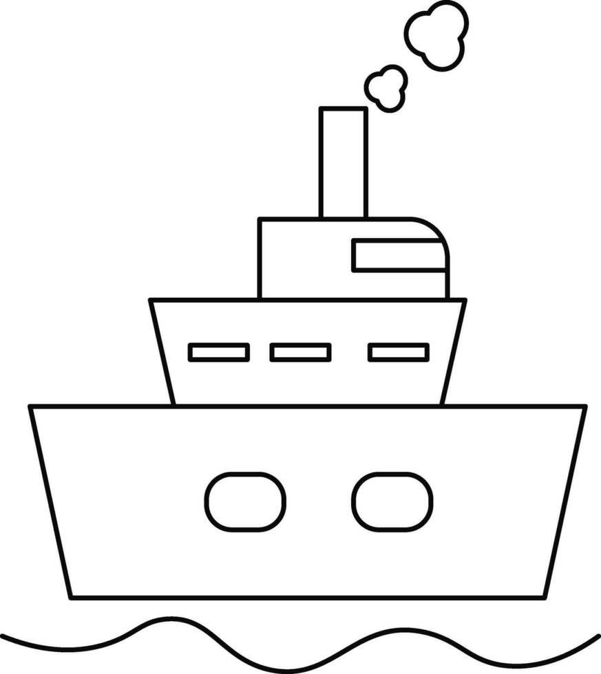 Thin Line Art Ship Icon on White Background. vector
