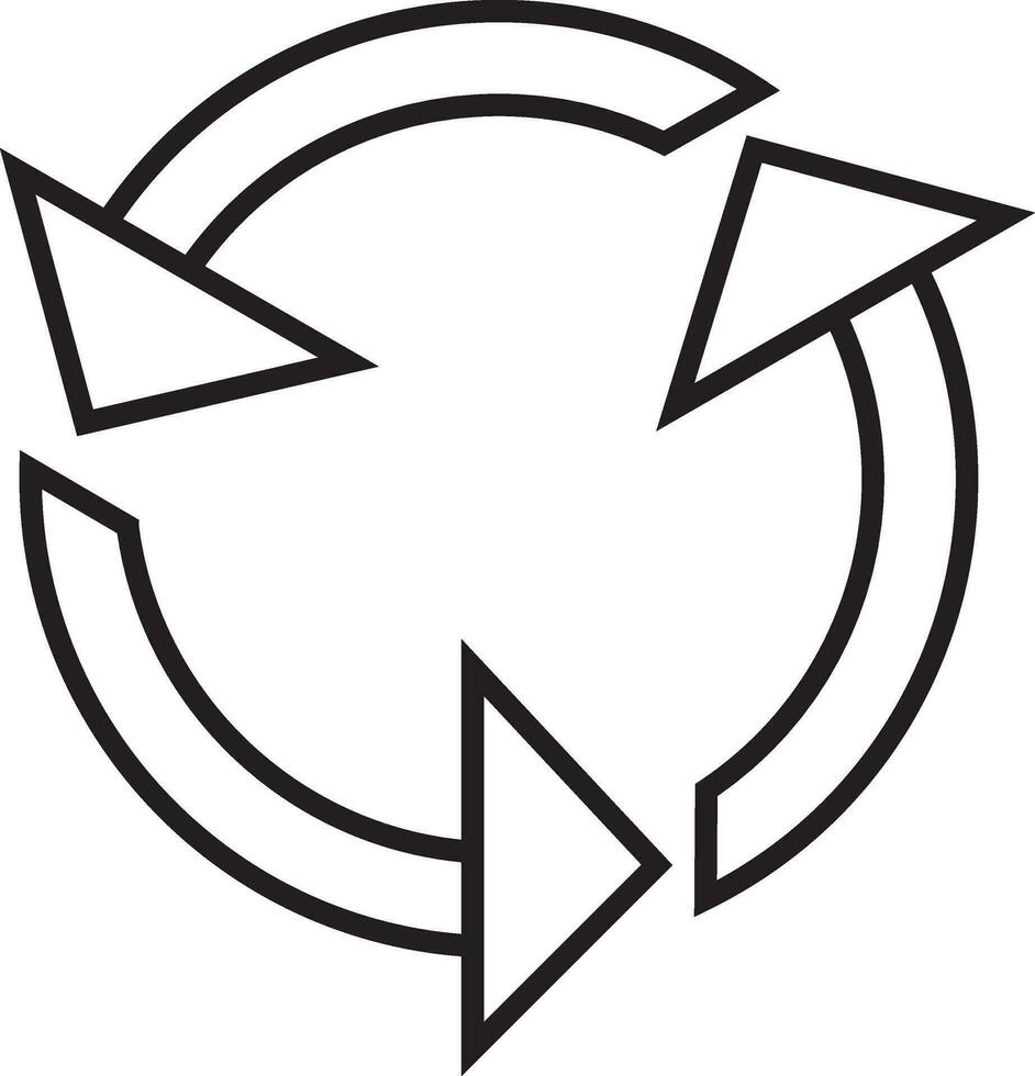 redondo girar flecha icono en Delgado línea Arte. vector