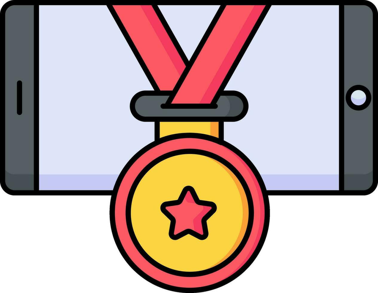 Medal award with mobile icon in flat style. vector