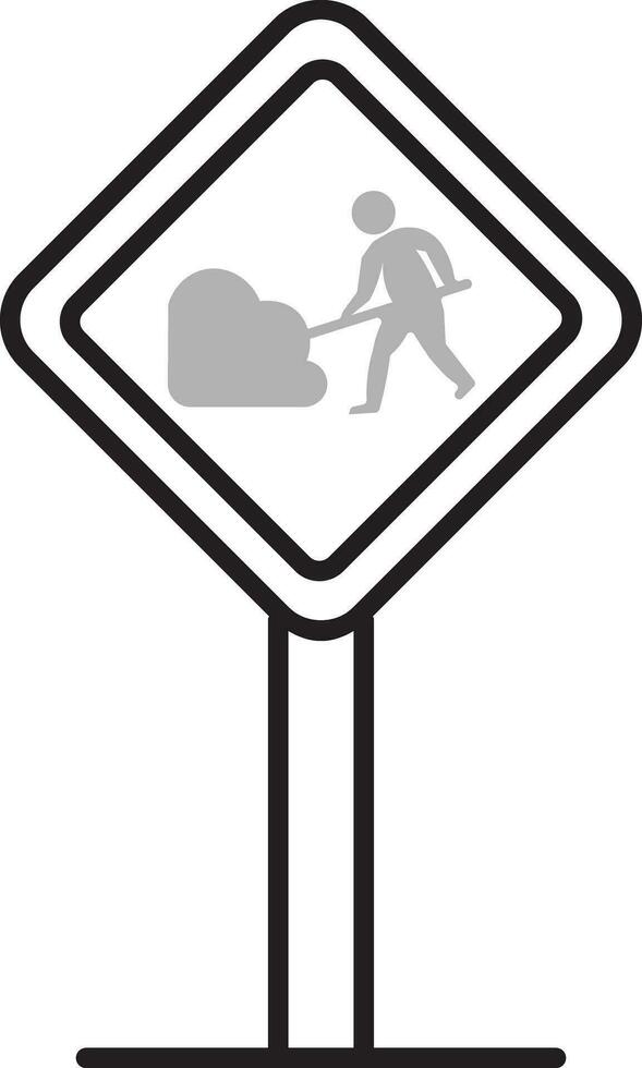 Construction digging sign board icon in flat style. vector