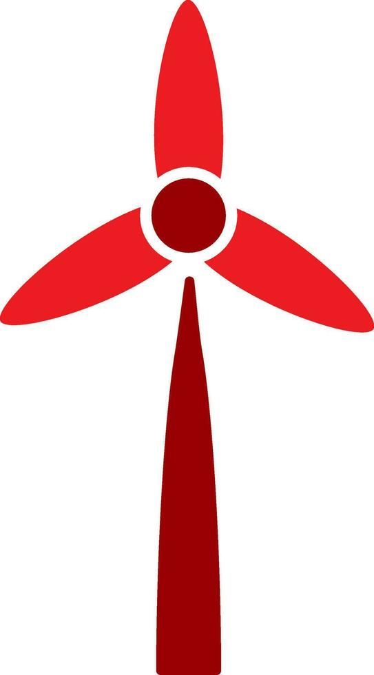 Red windmill on white background. vector