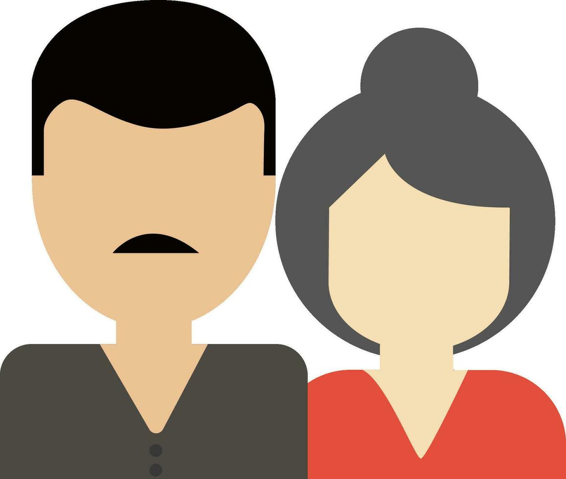 Character of faceless mustache husband with wife. vector