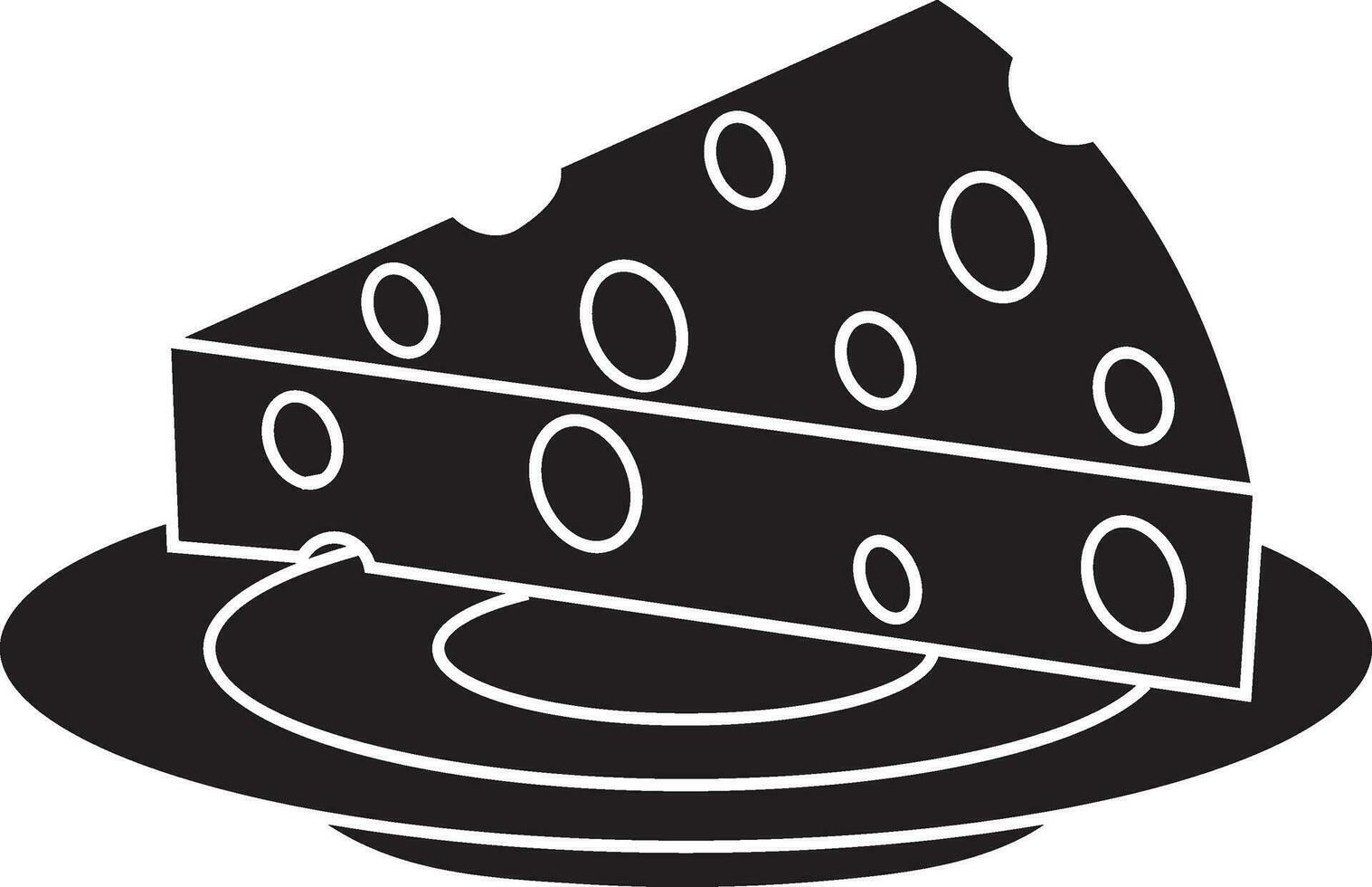 Slice of cake in plate made by black and white color. vector