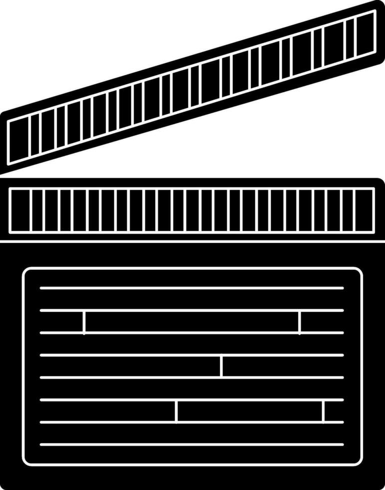 black and white clapperboard in flat style. vector