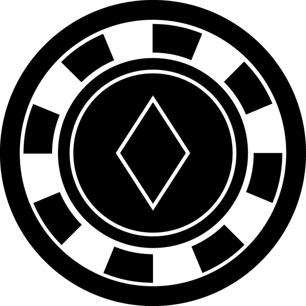 Diamond sign in casino chip made by black and white color. vector